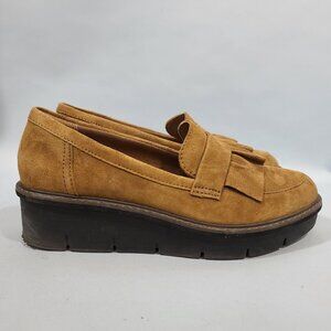 Collection By Clarks Brown Slight Wedge Slip On Loafer Shoe Women's Size 9M